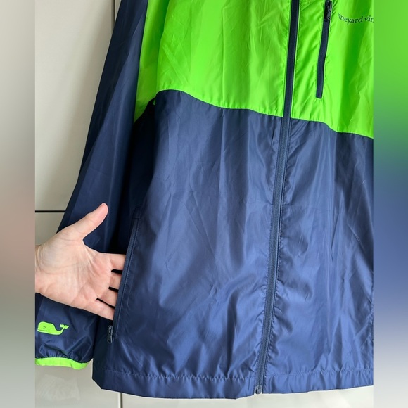 Vineyard Vines Men’s Packable Windbreaker Size Large Navy Green Golf - Picture 4 of 8